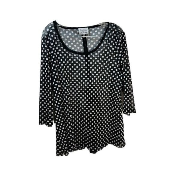 Lynn Ritchie Silver‎ Black Polka-Dot Blouse See Through Large - Picture 2 of 5